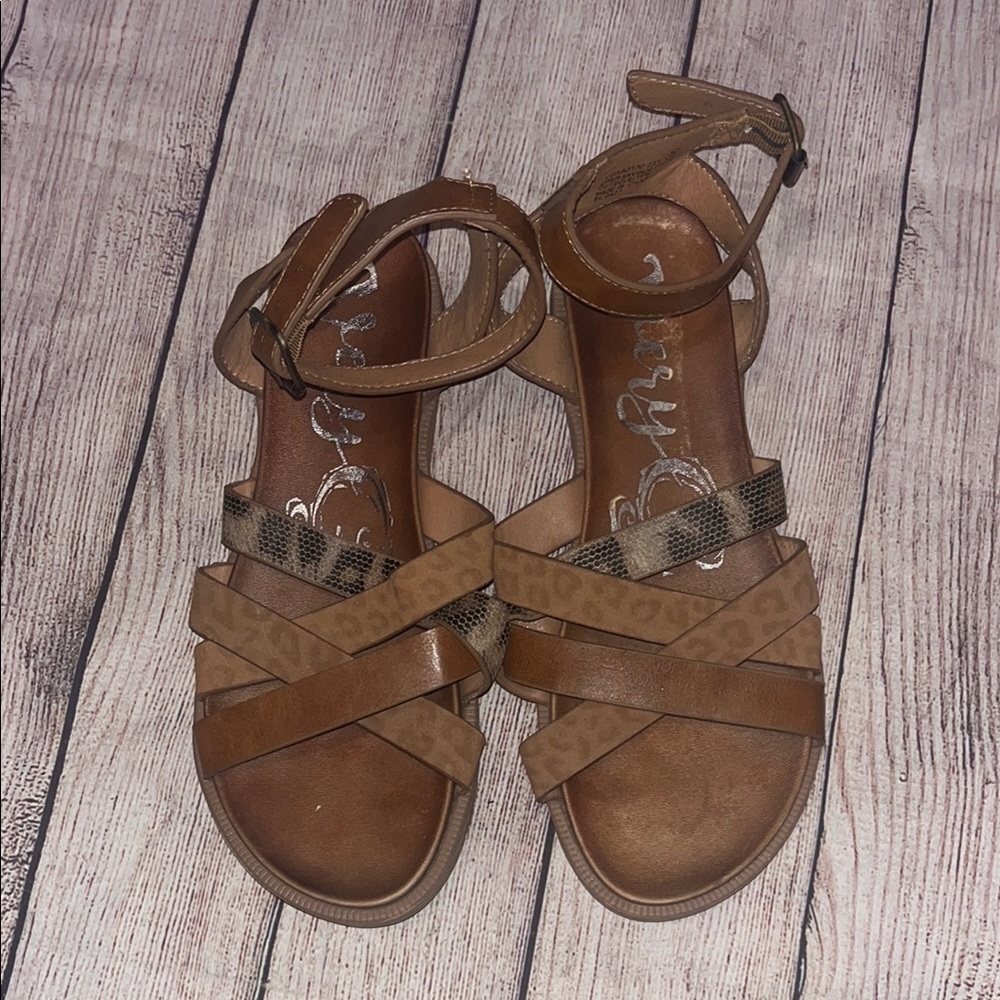 Very G Brown Leather Sandals with Adjustable Ankle Straps